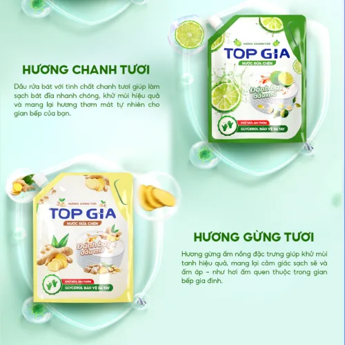 Combo 2 Túi Nước Rửa Chén Top Gia Dung Tích 2L/Túi