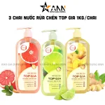 Combo 3 Chai Nước Rửa Chén Top Gia Hương Chanh Tươi - Hương Gừng- Hương Bưởi Hồng 1kg/chai