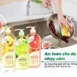 Combo 3 Chai Nước Rửa Chén Top Gia Hương Chanh Tươi - Hương Gừng- Hương Bưởi Hồng 1kg/chai