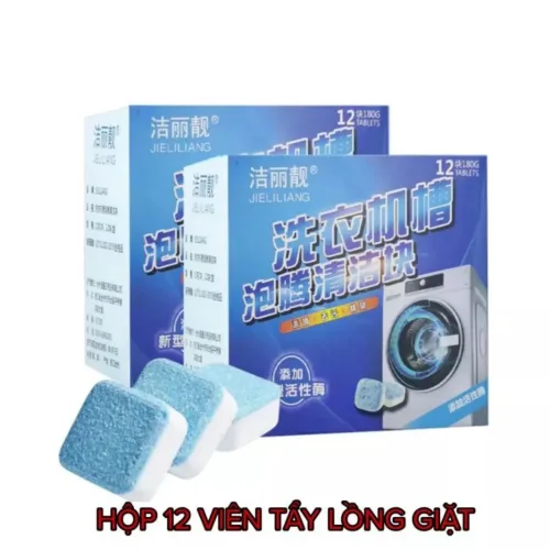 Combo 3 Hộp 12 Viên Tẩy Lồng Máy Giặt - Viên Vệ Sinh Lồng Giặt Tẩy Sạch Cặn Bẩn Vi Khuẩn Gây Mùi 9x8x5cm