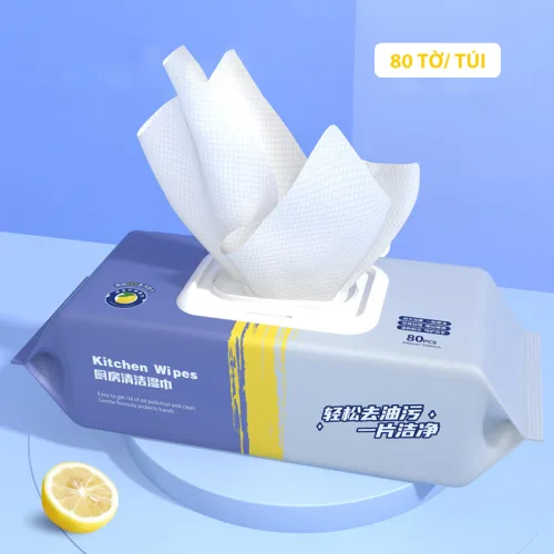 Combo 3 Khăn Ướt Lau Bếp Đa Năng - Khăn Lau Bàn Bếp Bát Đĩa Đa Năng An Toàn 1 Gói 80 Miếng 30x11x5cm