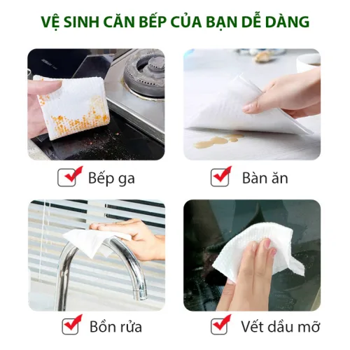 Combo 3 Khăn Ướt Lau Bếp Đa Năng - Khăn Lau Bàn Bếp Bát Đĩa Đa Năng An Toàn 1 Gói 80 Miếng 30x11x5cm