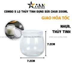Combo 5 Lọ Thủy Tinh Đựng Sữa Chua - Hủ Sữa Chua Béo Ú 200ml