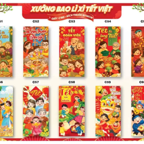 Combo 50 Bao Lì Xì Tết Bính Ngọ 2026 - Khách Chọn Tối Đa 5 mẫu