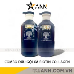Combo Dầu Gội Xả Biotin Collagen Màu Xanh Phục Hồi Siêu Cấp Voudioty 500ml