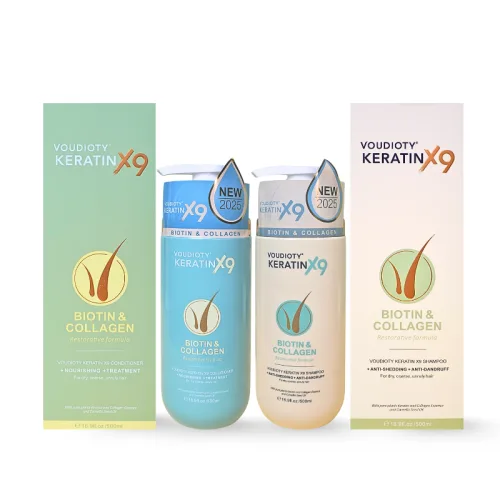 Combo Dầu Gội Xả Biotin Collagen Voudioty Keratin x9 - Phiên Bản Mới 2025