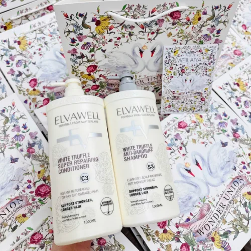 Combo Dầu Gội Xã Elvawell Màu Trắng 500ml Hỗ Trợ Nuôi Dưỡng Tóc Suôn Mượt Và Giảm Gàu - Tặng Gói Test Mini