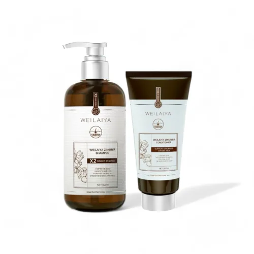 Combo Dầu Gội Xả Gừng Weilaiya Màu Nâu Zingiber X2 Ginger Essence Giúp Làm Sạch Gàu