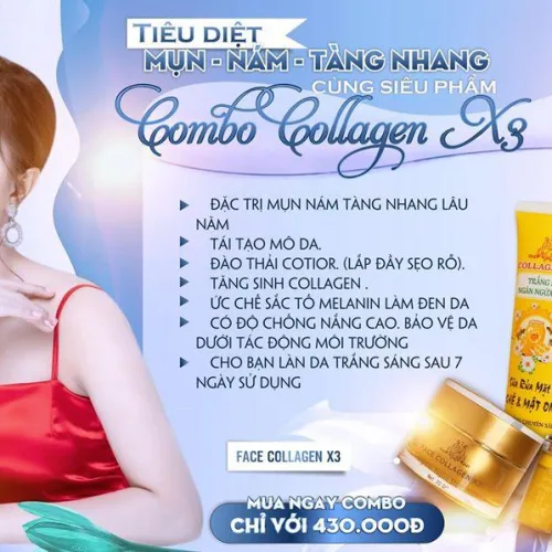 Combo dưỡng trắng da Collagen X3