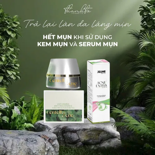 Combo Giảm Mụn Kem Face Rau Má Centella Ance Jiuhe và Serum Acne Extra Jiuhe Thanh Tô Cosmetics
