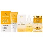 Combo Kem Dưỡng Da X3 Đông Anh - Kem Chống Nắng Sun Cream TN Đông Anh 30g + Serum Cấp Ẩm HA Collagen TN Đông Anh 15ml + Kem Face Nén Collagen X3 Plus Đông Anh 15g Phiên Bản Mới