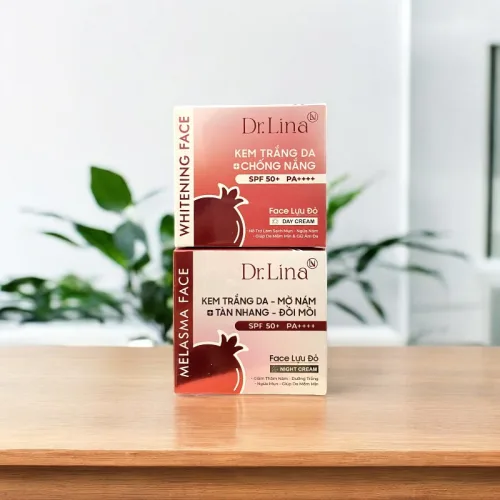 Combo Kem Face Dưỡng Trắng Da Mặt Dr.Lina Lựu Đỏ Ngày Đêm 18g Hỗ Trợ Trắng Da Mờ Nám