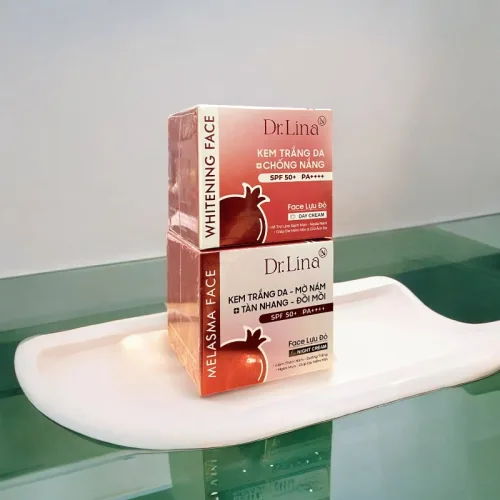 Combo Kem Face Dưỡng Trắng Da Mặt Dr.Lina Lựu Đỏ Ngày Đêm 18g Hỗ Trợ Trắng Da Mờ Nám