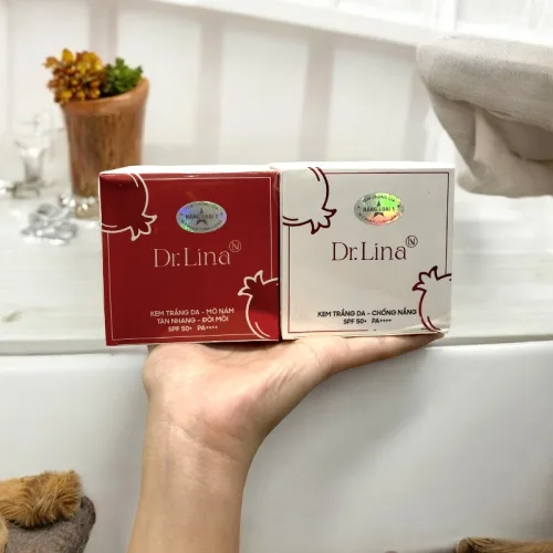 Combo Kem Face Dưỡng Trắng Da Mặt Dr.Lina Lựu Đỏ Ngày Đêm 18g Hỗ Trợ Trắng Da Mờ Nám