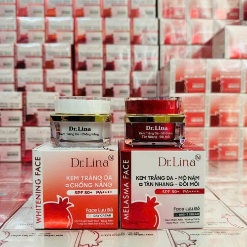 Combo Kem Face Dưỡng Trắng Da Mặt Dr.Lina Lựu Đỏ Ngày Đêm 18g Hỗ Trợ Trắng Da Mờ Nám