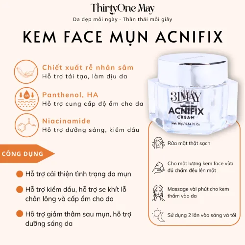 Combo Kem Mụn 31may Acnifix 10g Và Serum Mụn 31may Acnidrop 10ml - Mỹ Phẩm Thirty One May