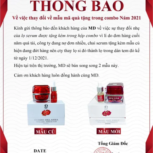 Combo Lựu Đỏ Kem Nám Melasma Và Serum Giảm Nám MD Beauty