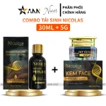 Combo Tái Sinh Nicolas - Serum Peeling 30ml & Kem Face Men Tảo Xanh Collagen 5g Chính Hãng