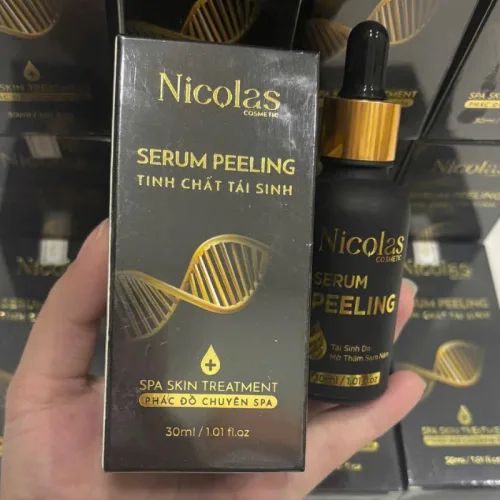 Combo Tái Sinh Nicolas - Serum Peeling 30ml & Kem Face Men Tảo Xanh Collagen 5g Chính Hãng