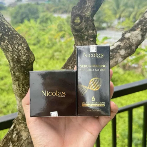 Combo Tái Sinh Nicolas - Serum Peeling 30ml & Kem Face Men Tảo Xanh Collagen 5g Chính Hãng