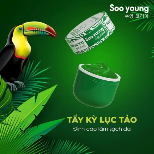 Đã dưỡng da thì không thể thiếu bước tẩy tế bào chết lục tảo Soo Young nha mấy chị