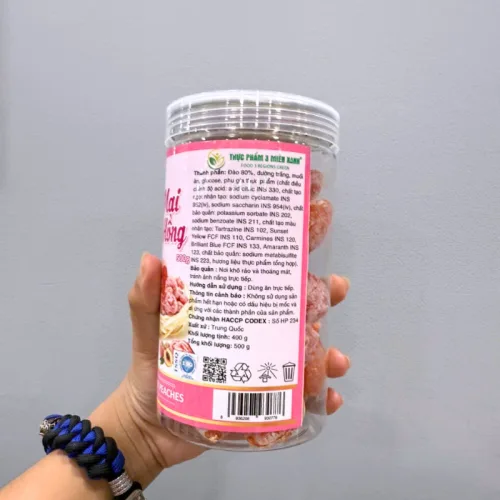 Ô Mai Đào Hồng Thơm Ngon 500g Hộp Pet