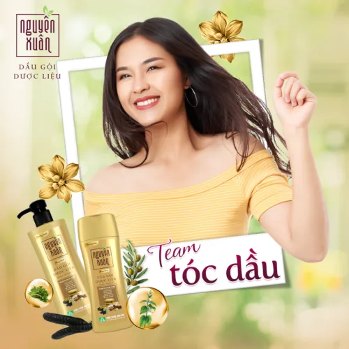 Dầu Gội Dược Liệu Nguyên Xuân Cho Tóc Dầu Bết 520g - Chai Vàng Đậm