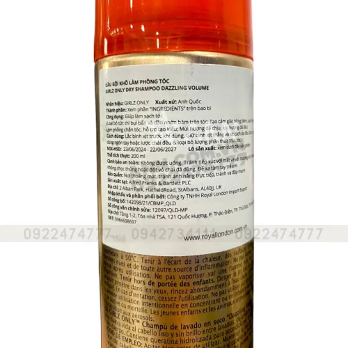 Dầu Gội Khô Girlz Only Anh Quốc 200ml Nhiều Mùi Hương
