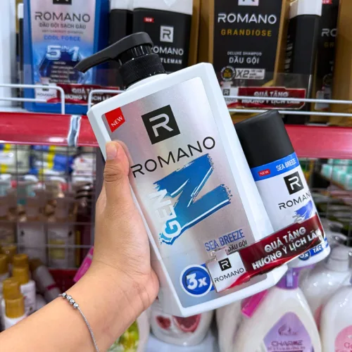 Dầu Gội Romano Gen Z 650g - Dầu Gội Nam Chai Trắng (Tặng Xịt Khử Mùi)