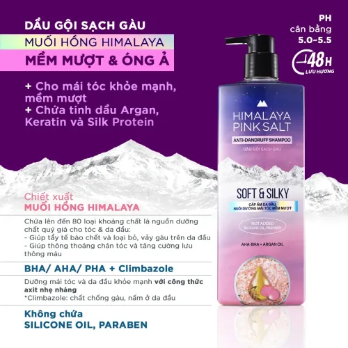 Dầu Gội Sạch Gàu Muối Hồng Himalaya Soft Silky Hàn Quốc Nuôi Dưỡng Tóc Mềm Mượt