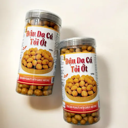 Đậu Phộng Da Cá Tỏi Ớt Thơm Ngon 500g Hộp