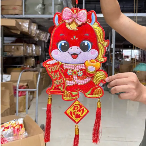 Dây Treo Ngựa Nhung Ánh Kim - Dây Treo Trang Trí Tết 22x62 cm