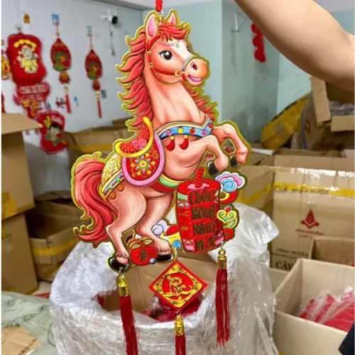 Dây Treo Ngựa Nhung Ánh Kim - Dây Treo Trang Trí Tết 22x62 cm