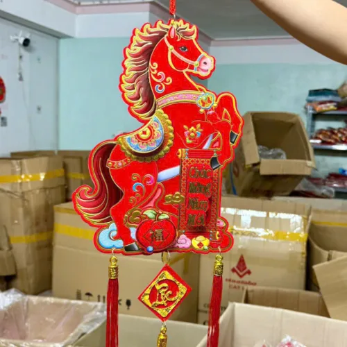 Dây Treo Ngựa Nhung Ánh Kim - Dây Treo Trang Trí Tết 22x62 cm