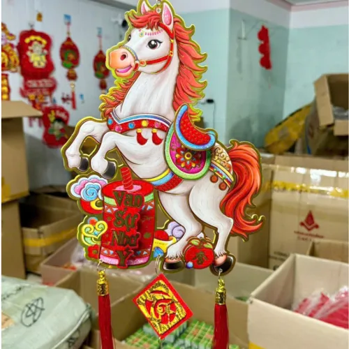 Dây Treo Ngựa Nhung Ánh Kim - Dây Treo Trang Trí Tết 22x62 cm