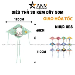 Diều Thả 3D Nhiều Mẫu Tặng Kèm Dây 50m - Diều Cho Trẻ Em 120x170cm