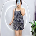 Đồ bộ mango quần đùi áo hai dây in hoạ tiết