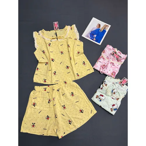 Đồ Bộ Nữ Áo 3 Lỗ Quần Đùi Họa Tiết Trẻ Trung Dễ Thương Vải Cotton Hàn Mịn Mát Size 45-62kg