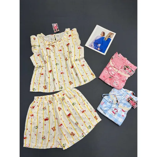 Đồ Bộ Nữ Áo 3 Lỗ Quần Đùi Họa Tiết Trẻ Trung Dễ Thương Vải Cotton Hàn Mịn Mát Size 45-62kg