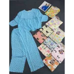 Đồ Bộ Nữ Áo Babydoll Tay Dài Quần Dài Họa Tiết Đáng Yêu Vải Tole Thấm Hút Tốt Size 45-62kg