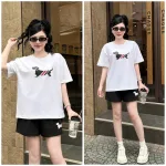 Đồ Bộ Nữ Áo Thun Cổ Tròn Tay Ngắn Quần Đùi Thể Thao Năng Động Vải Cotton Thoáng Mát Size 45-62kg