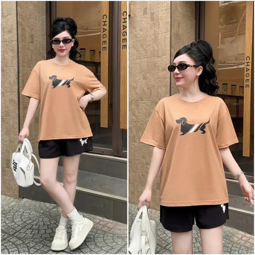 Đồ Bộ Nữ Áo Thun Cổ Tròn Tay Ngắn Quần Đùi Thể Thao Năng Động Vải Cotton Thoáng Mát Size 45-62kg