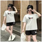 Đồ Bộ Nữ Áo Thun Cổ Tròn Tay Ngắn Quần Đùi Thể Thao Năng Động Vải Cotton Thoáng Mát Size 45-62kg