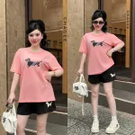 Đồ Bộ Nữ Áo Thun Cổ Tròn Tay Ngắn Quần Đùi Thể Thao Năng Động Vải Cotton Thoáng Mát Size 45-62kg
