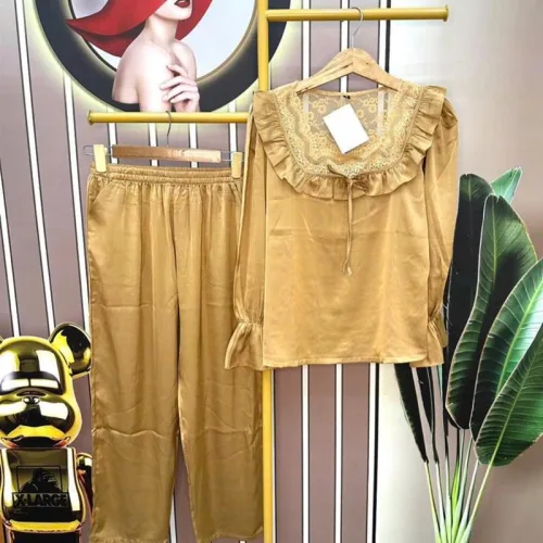 Đồ bộ pijama quần dài áo tay dài màu trơn