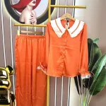 Đồ bộ pijama quần dài áo tay dài màu trơn cổ lá sen