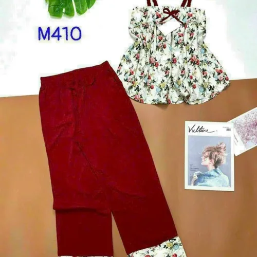 Đồ bộ quần dài áo dây hoạ tiết