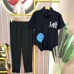 Đồ bộ quần dài áo sơ mi tay ngắn in chữ
