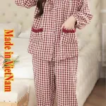 Đồ bộ quần dài áo tay dài cổ bèo caro