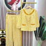 Đồ bộ quần dài áo tay dài cổ lá sen caro